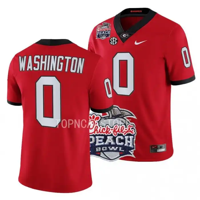 Men's Georgia Bulldogs #0 Darnell Washington 2022 Peach Bowl Playoff College Red Football Jersey 2410IHCY1