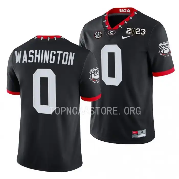 Men's Georgia Bulldogs #0 Darnell Washington 2023 National Championship Playoff College Black Football Jersey 2410OOYZ5