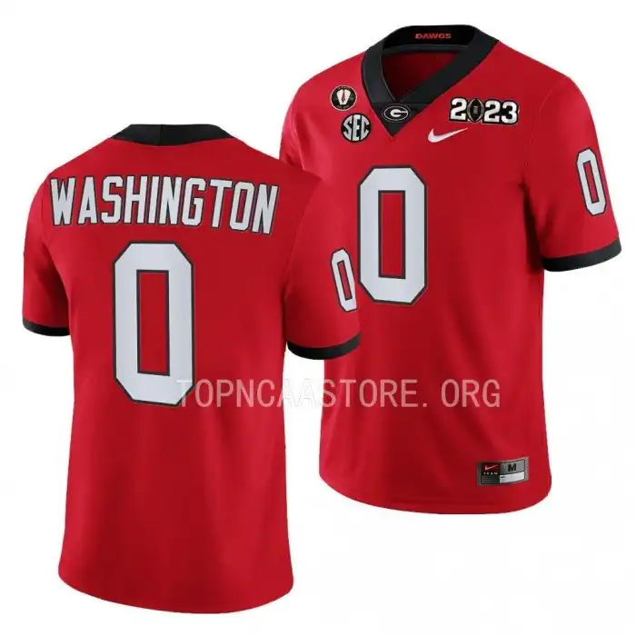 Men's Georgia Bulldogs #0 Darnell Washington 2023 National Championship Playoff College Red Football Jersey 2410BLVK8