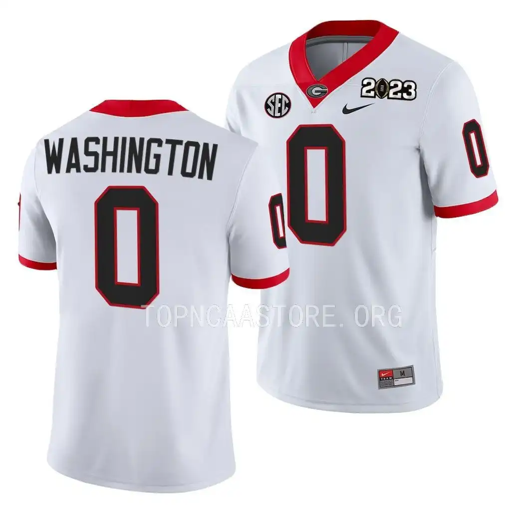 Men's Georgia Bulldogs #0 Darnell Washington 2023 National Championship Playoff College White Football Jersey 2410FJBV5