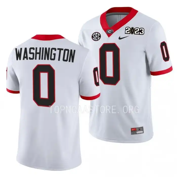 Men's Georgia Bulldogs #0 Darnell Washington 2023 National Championship Playoff College White Football Jersey 2410OVEC0