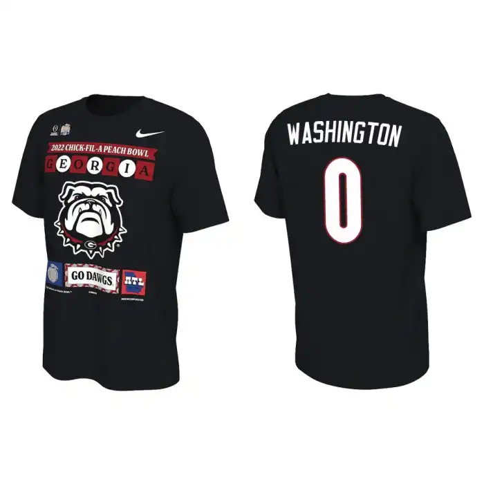 Men's Georgia Bulldogs #0 Darnell Washington Black 2022 Peach Bowl College Playoff Illustrated Football T-Shirt 2410AZKZ3