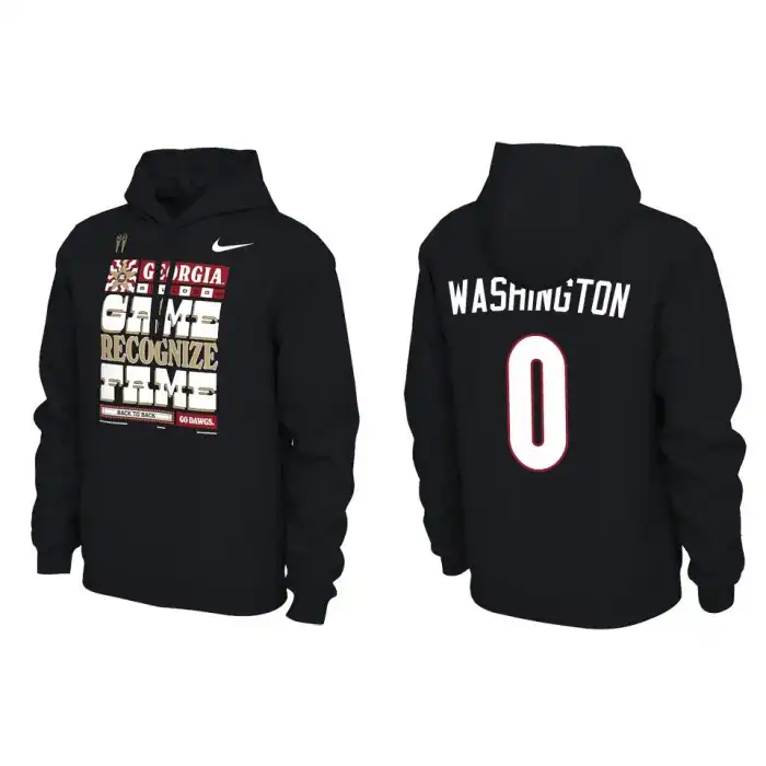 Men's Georgia Bulldogs #0 Darnell Washington Playoff Locker Room Black College 2022 National Champions Pullover Football Hoodie 2410RHNZ1