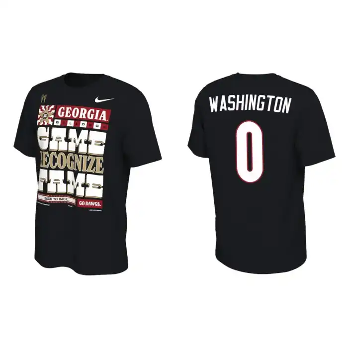 Men's Georgia Bulldogs #0 Darnell Washington Playoff Locker Room College 2022 National Champions Black Football T-Shirt 2410EHAW0