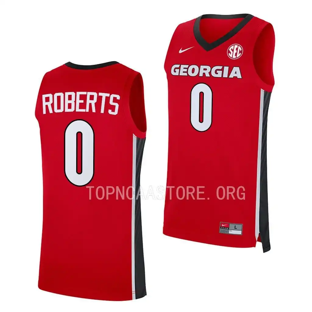 Men's Georgia Bulldogs #0 Terry Roberts Red 2022-23 College Replica Away Basketball Jersey 2410KKHN4