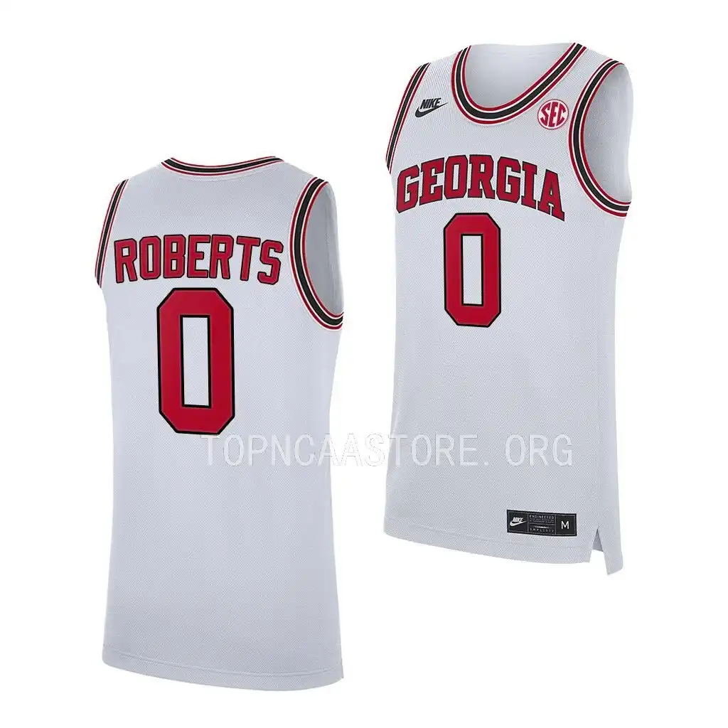 Men's Georgia Bulldogs #0 Terry Roberts White 2022-23 College Home Replica Basketball Jersey 2410FAOO6