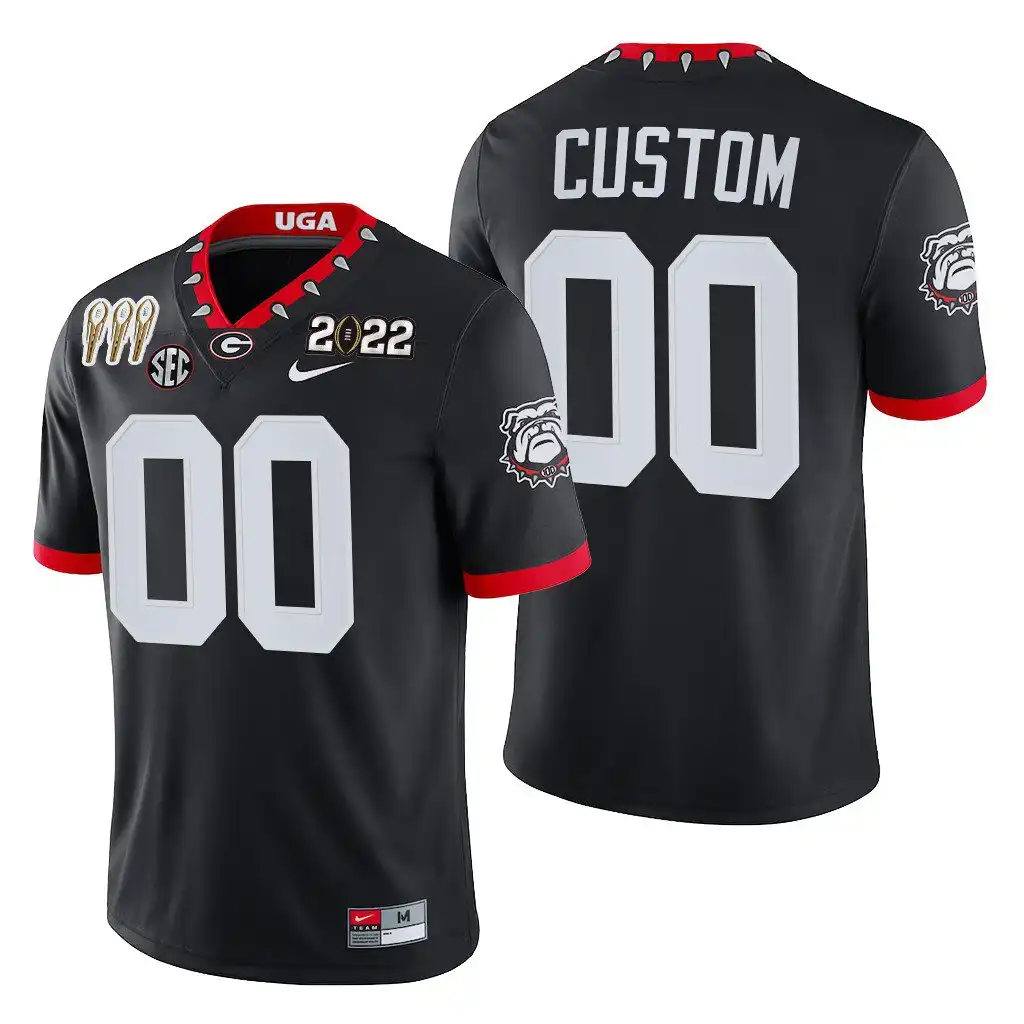 Men's Georgia Bulldogs #00 Custom 2021-22 National Champions College CFP Black Football Jersey 2410ZUDJ0