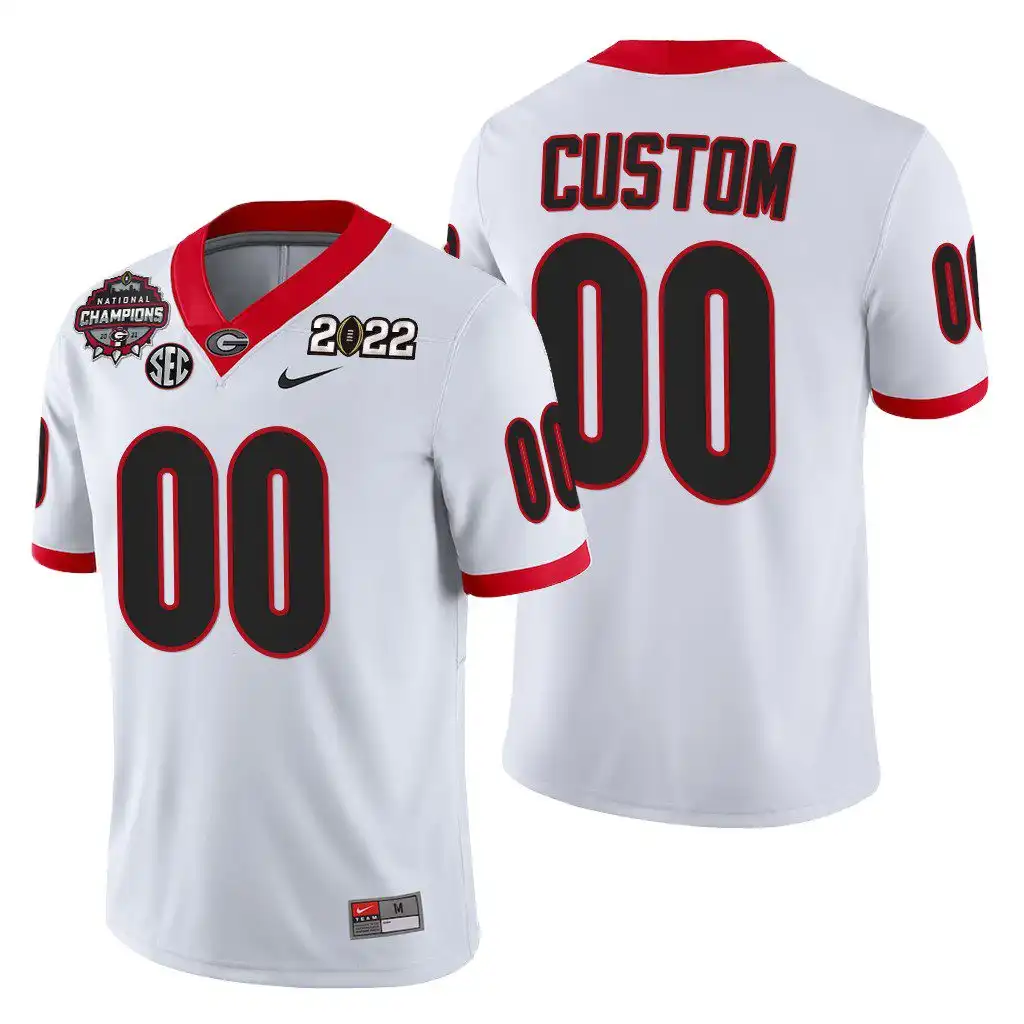 Men's Georgia Bulldogs #00 Custom 2021-22 National Champions College CFP White Football Jersey 2410UUPU0