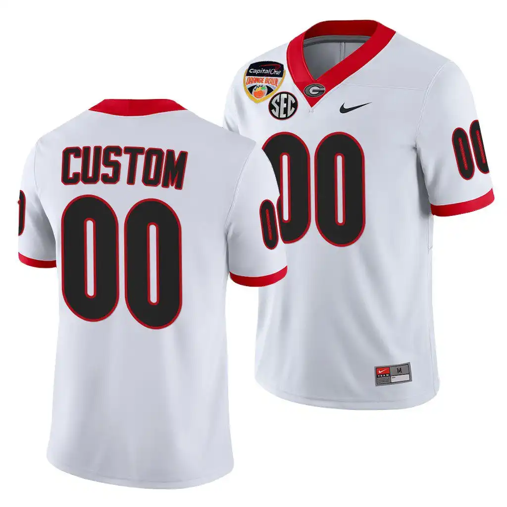 Men's Georgia Bulldogs #00 Custom 2021 Orange Bowl 1 College White th Anniversary Football Jersey 2410WFNB8