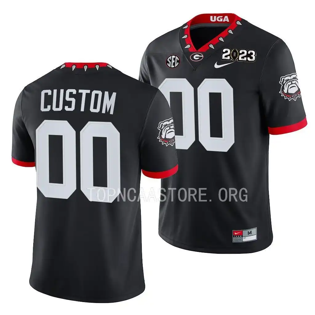 Men's Georgia Bulldogs #00 Custom 2023 National Championship Playoff College Black Football Jersey 2410GVOV0