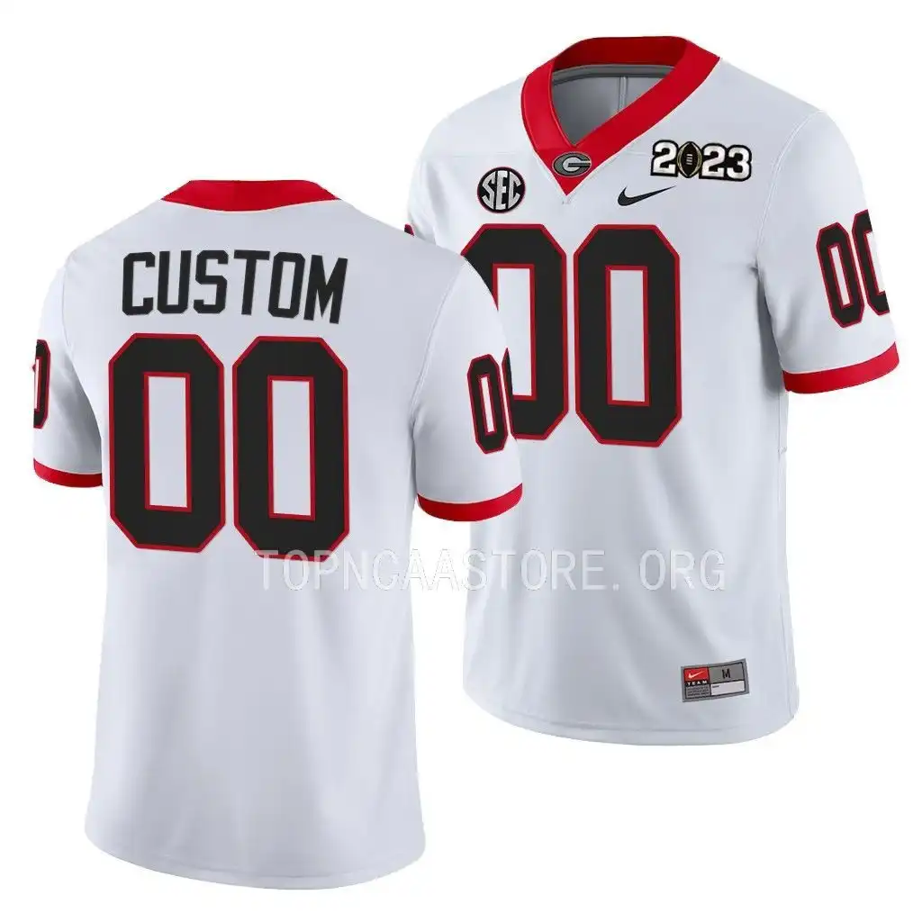 Men's Georgia Bulldogs #00 Custom 2023 National Championship Playoff College White Football Jersey 2410BYCY6