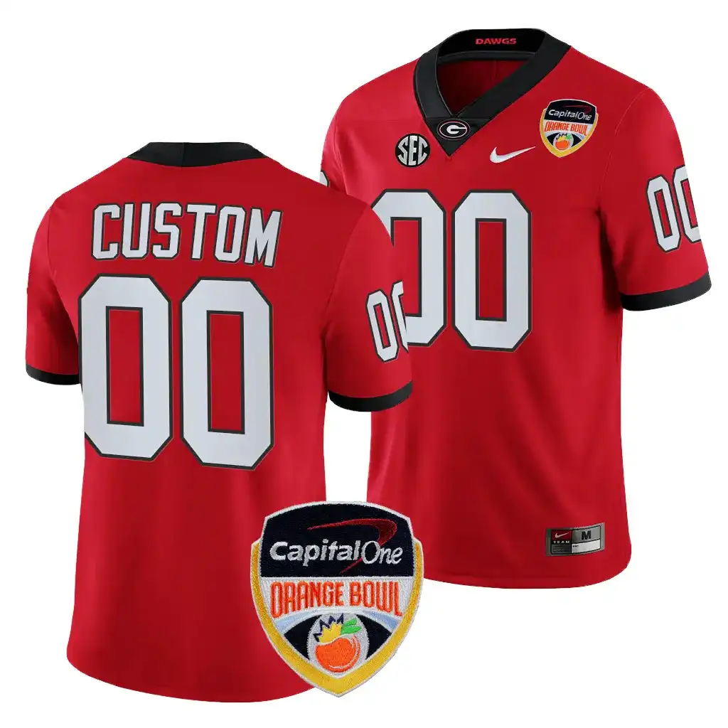 Men's Georgia Bulldogs #00 Custom 2023 Orange Bowl Playoff College Red Football Jersey 2410ANHF5