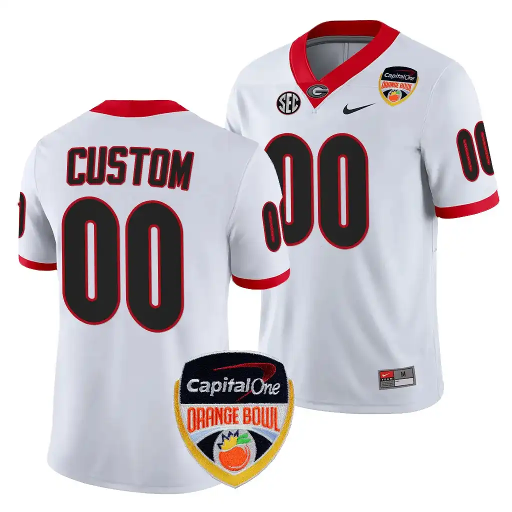 Men's Georgia Bulldogs #00 Custom 2023 Orange Bowl Playoff Shirt College White Football Jersey 2410JODK3