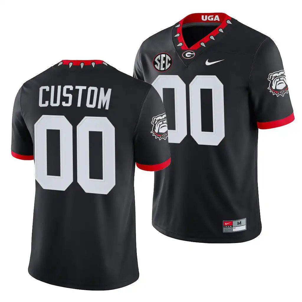 Men's Georgia Bulldogs #00 Custom Black Mascot Game College 2021-22 100th Anniversary Football Jersey 2410YKXP7