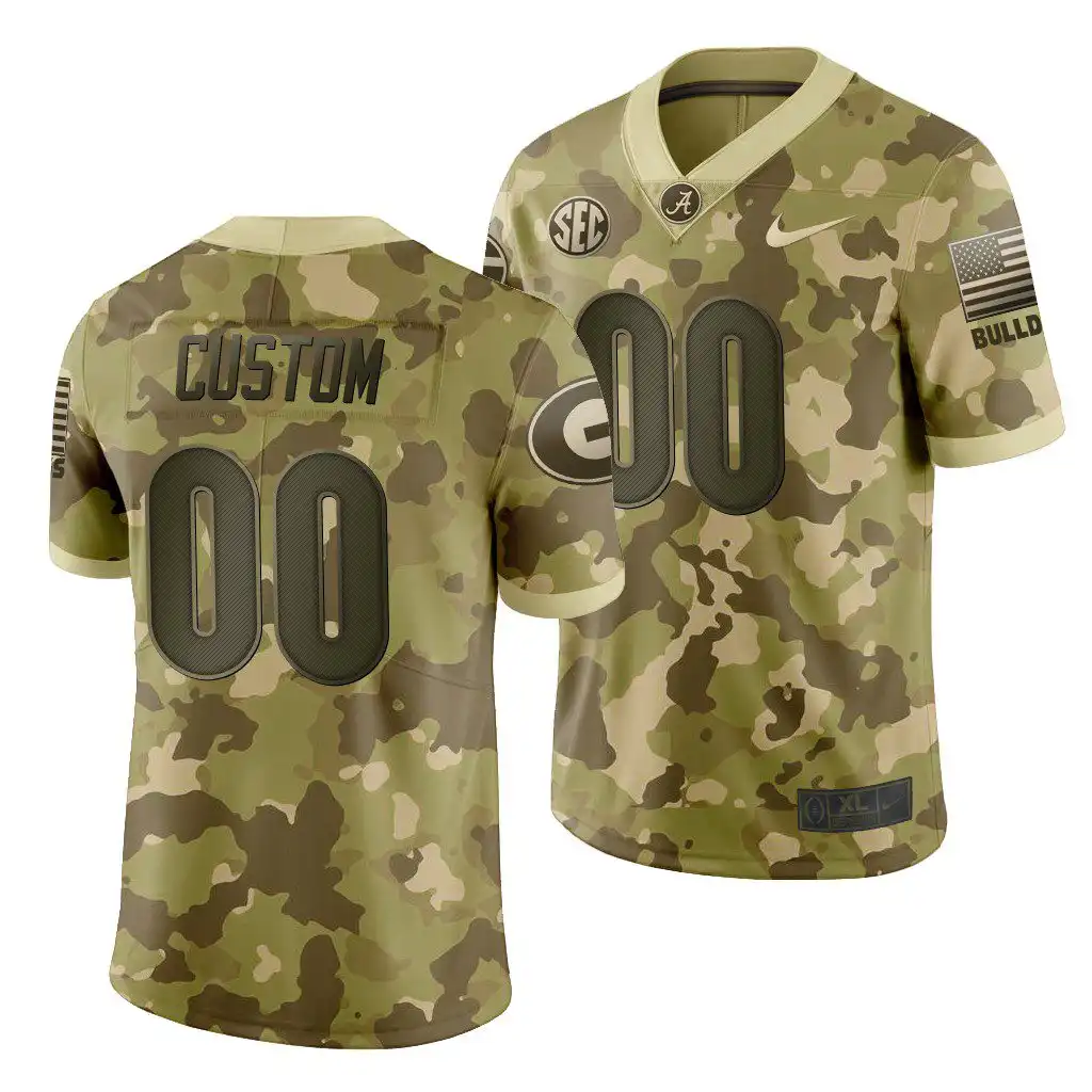 Men's Georgia Bulldogs #00 Custom Desert Camo Salute to Service College 2019 Football Jersey 2410CEMT4