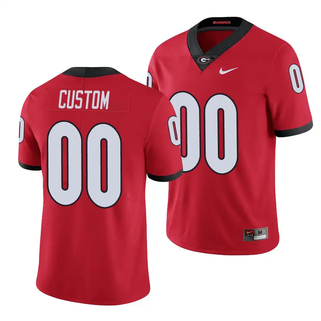 Men's Georgia Bulldogs #00 Custom Red College Limited Football Jersey 2410MWXQ3