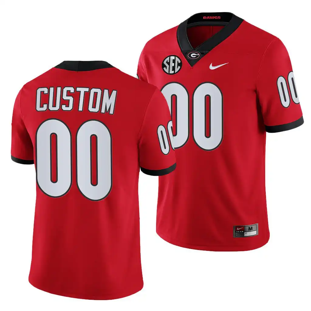 Men's Georgia Bulldogs #00 Custom Red Game College 2021-22 Football Jersey 2410XNHB4