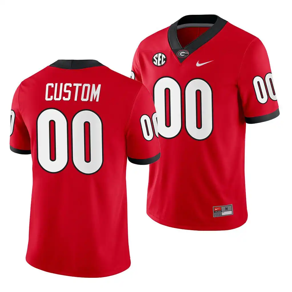 Men's Georgia Bulldogs #00 Custom Red Game College Home Football Jersey 2410KIIL0