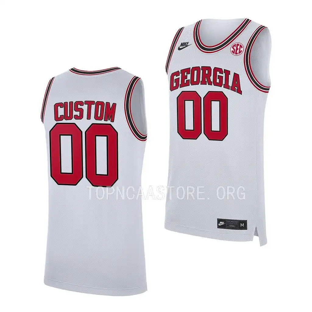 Men's Georgia Bulldogs #00 Custom White 2022-23 College Home Replica Basketball Jersey 2410WHWH4