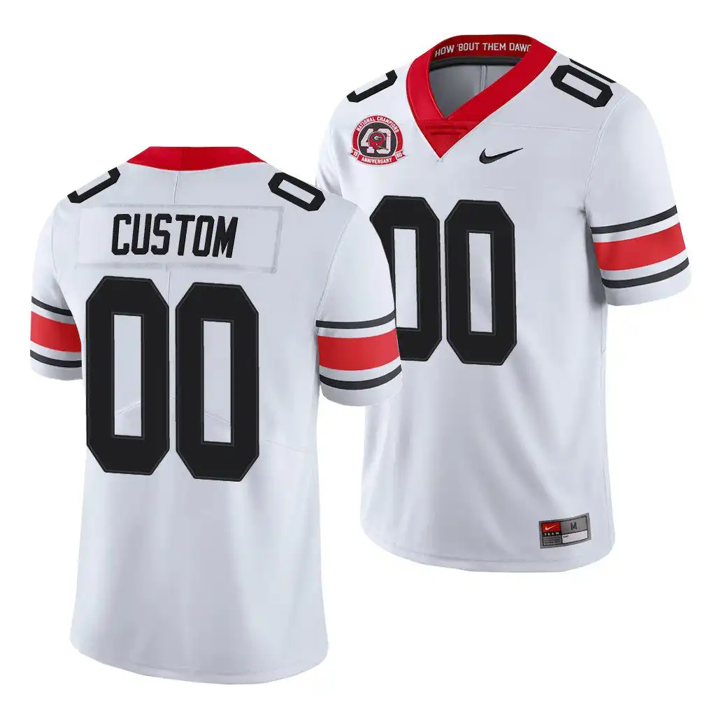 Men's Georgia Bulldogs #00 Custom White Alternate College 40th Anniversary Football Jersey 2410OSCP1