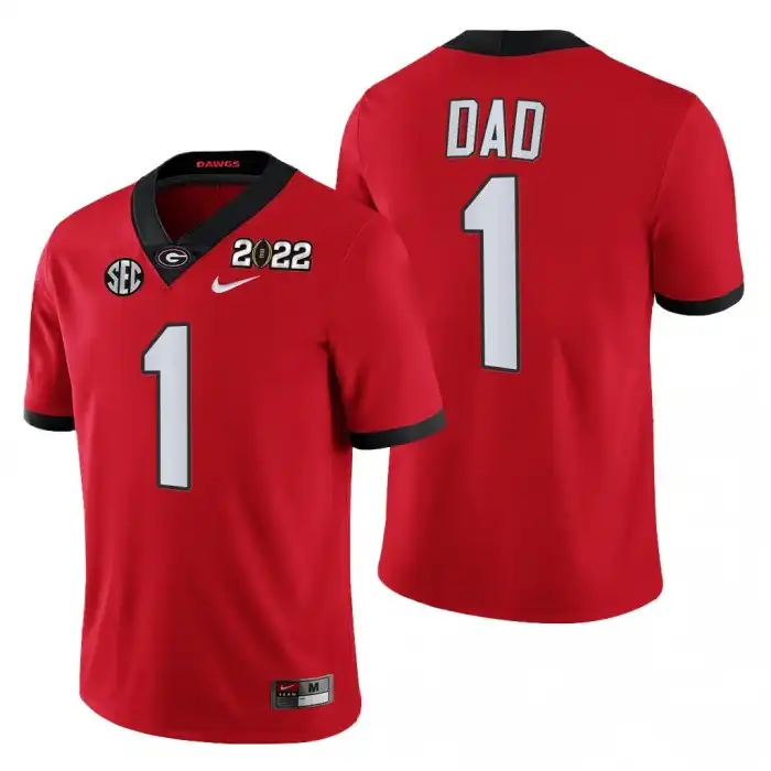 Men's Georgia Bulldogs #1 Number Greatest Dad 2022 Fathers Day Gift College Red Football Jersey 2410VGYC6