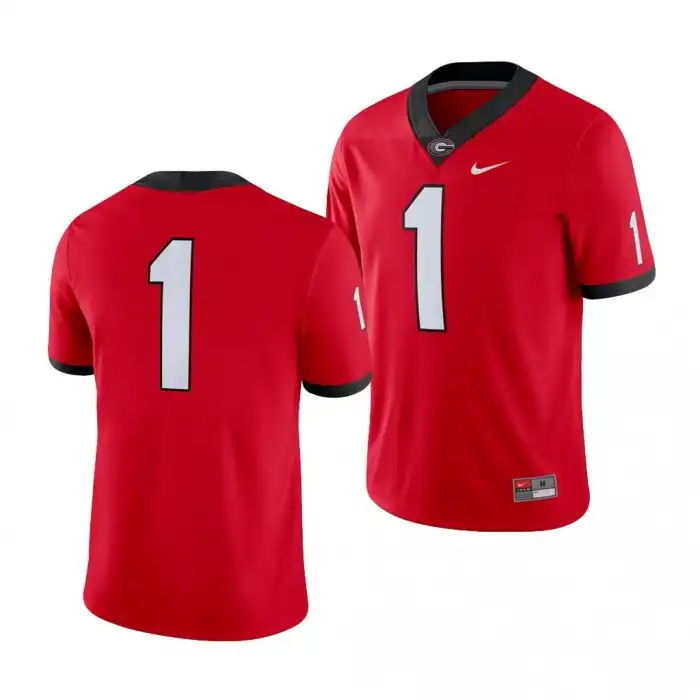 Men's Georgia Bulldogs #1 Number Red College Game Football Jersey 2410GNNU0