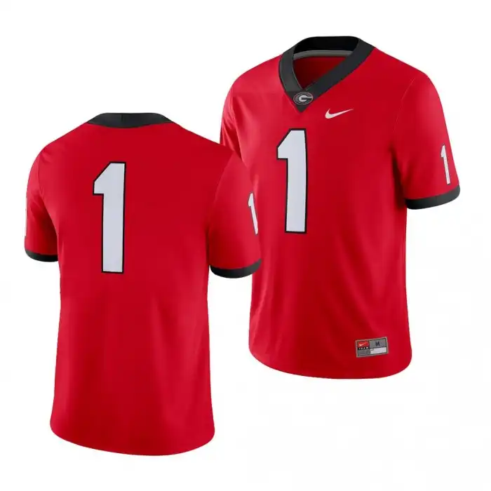 Men's Georgia Bulldogs #1 Number Red Game College 2018 Football Jersey 2410SMUA4