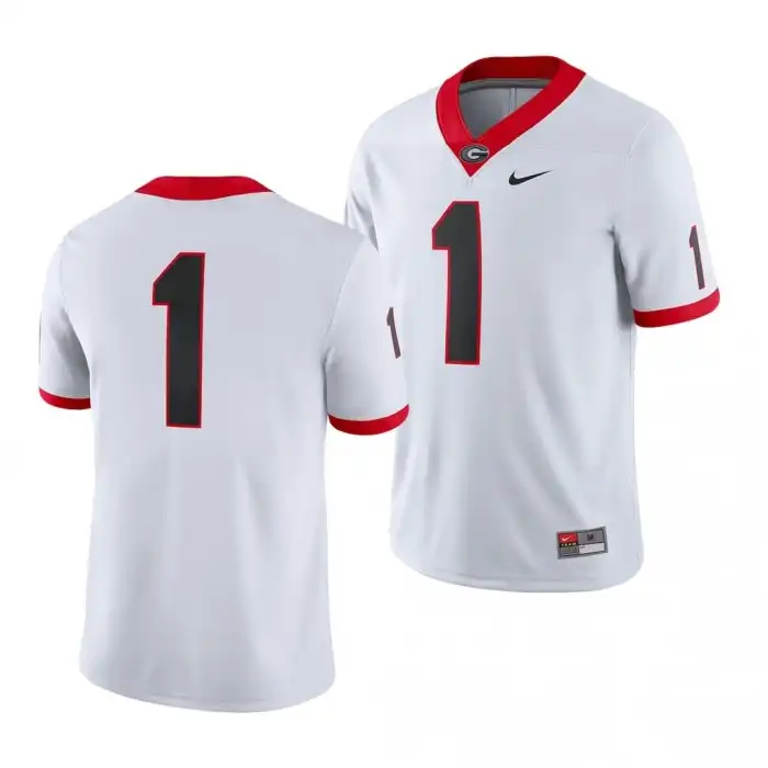 Men's Georgia Bulldogs #1 Number White Game College 2018 #1 Football Jersey 2410UGWR0