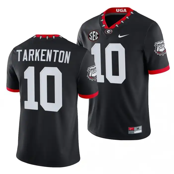 Men's Georgia Bulldogs #10 Fran Tarkenton Mascot NFL Black College 100th Anniversary Alumni Football Jersey 2410KYIF0