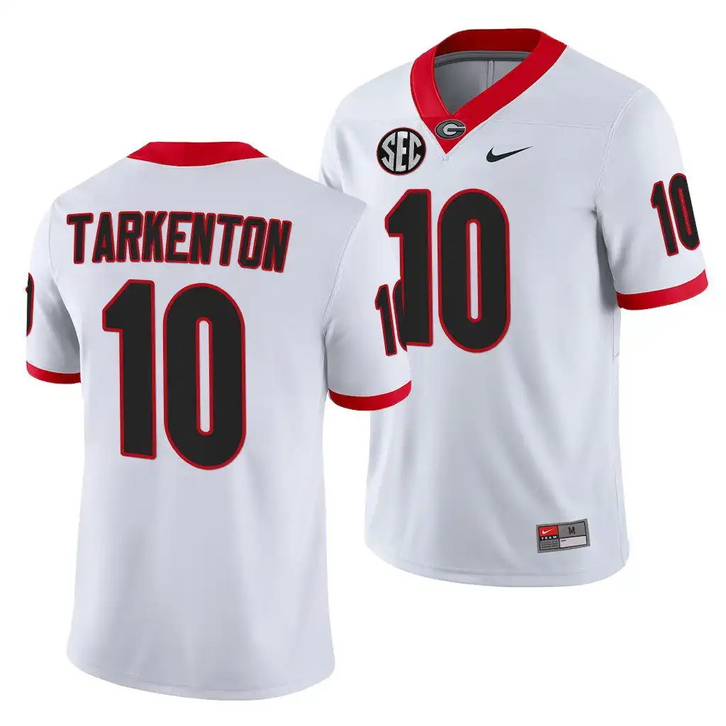 Men's Georgia Bulldogs #10 Fran Tarkenton White Alumni College NFL Football Jersey 2410IHZR7