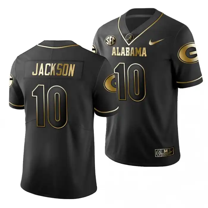 Men's Georgia Bulldogs #10 Kearis Jackson 2019 Limited College Black Golden Edition Football Jersey 2410GAGK6