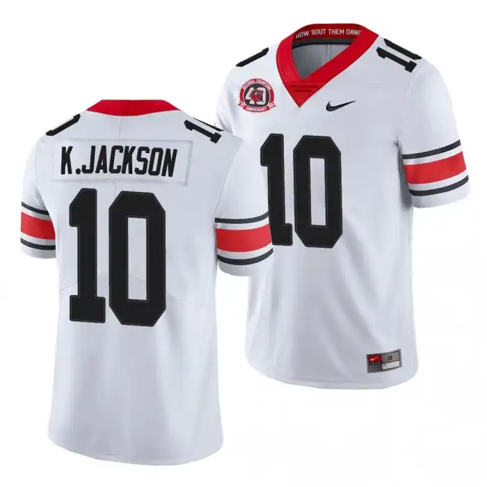 Men's Georgia Bulldogs #10 Kearis Jackson 40th Anniversary White College Alternate Football Jersey 2410GJEX8