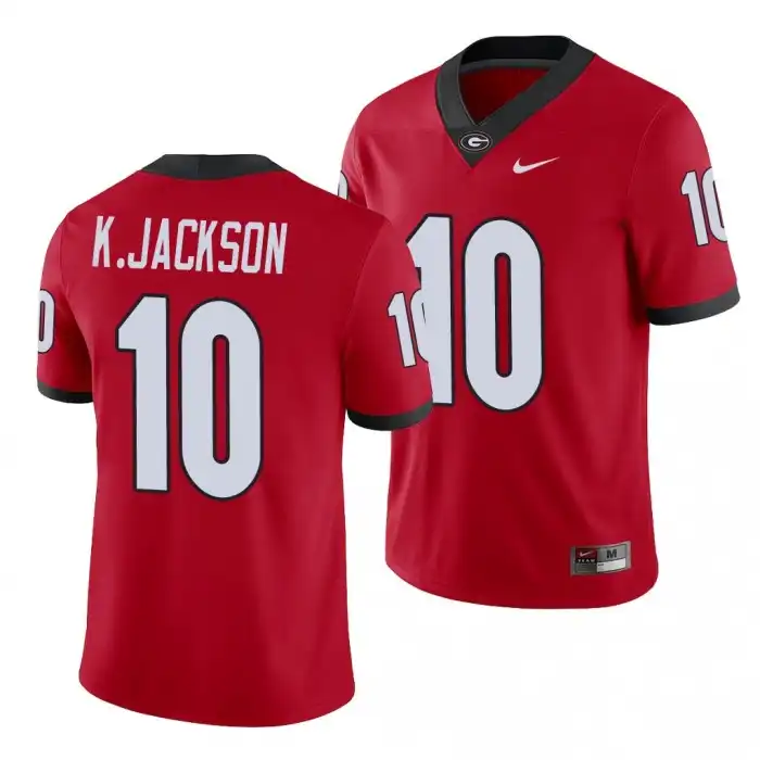 Men's Georgia Bulldogs #10 Kearis Jackson Alumni Red College Player Football Jersey 2410PXOI4