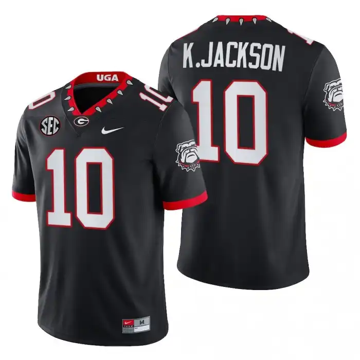 Men's Georgia Bulldogs #10 Kearis Jackson Block Number Font 2022 Chick-fil-A College Black Football Jersey 2410WHFN7