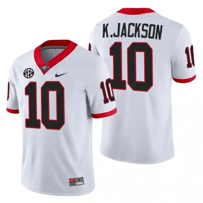 Men's Georgia Bulldogs #10 Kearis Jackson Block Number Font 2022 College White Football Jersey 2410HRSK3