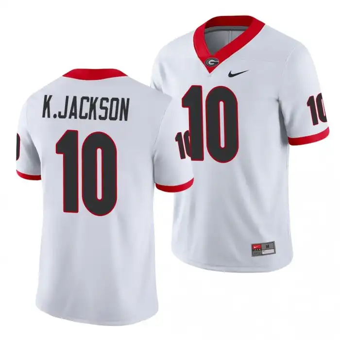 Men's Georgia Bulldogs #10 Kearis Jackson Game College White Football Jersey 2410AZGV0