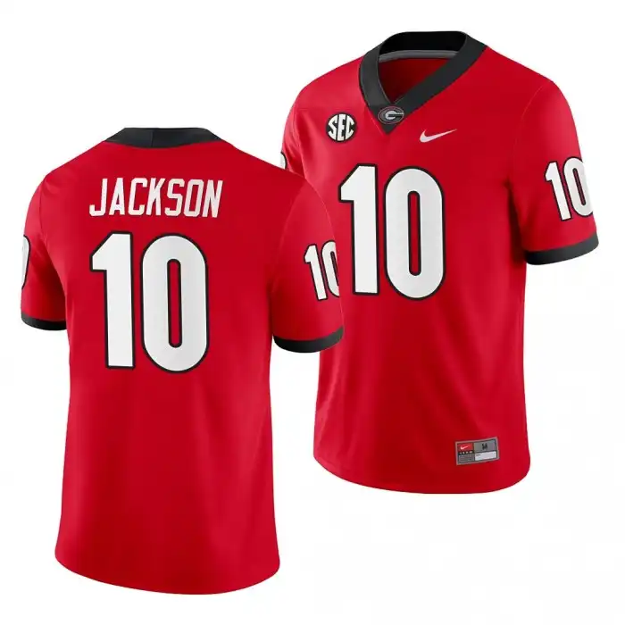 Men's Georgia Bulldogs #10 Kearis Jackson Red Game College Home Football Jersey 2410BWID3