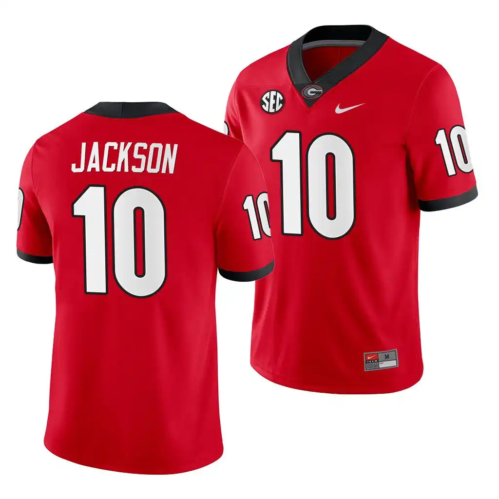 Men's Georgia Bulldogs #10 Kearis Jackson Red Game College Home Football Jersey 2410HONH7