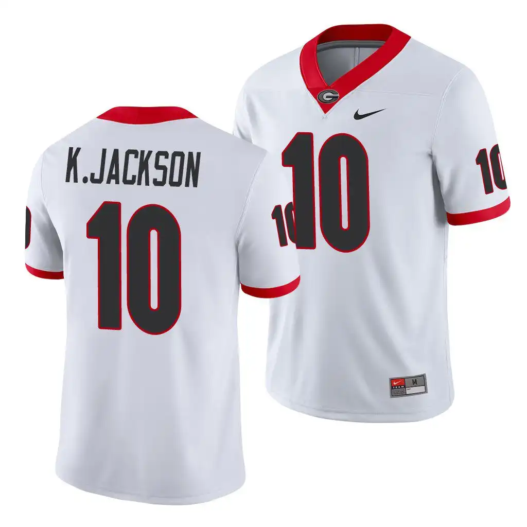 Men's Georgia Bulldogs #10 Kearis Jackson White College Game Football Jersey 2410KMOJ5