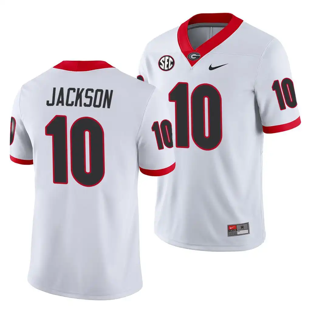 Men's Georgia Bulldogs #10 Kearis Jackson White Game College Away Football Jersey 2410MXBH1