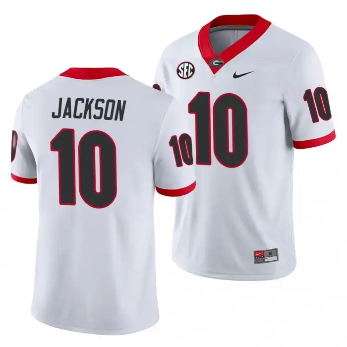 Men's Georgia Bulldogs #10 Kearis Jackson White Game College Away Football Jersey 2410OZWI5