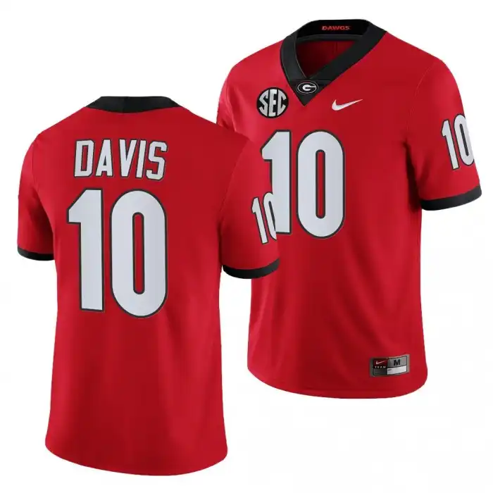 Men's Georgia Bulldogs #10 Thomas Davis Red College Football Jersey 2410CAVH3