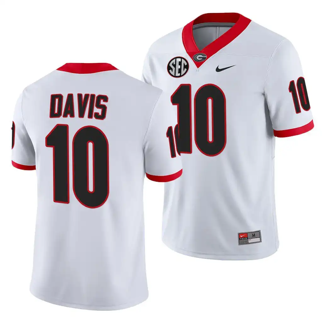 Men's Georgia Bulldogs #10 Thomas Davis White Alumni College NFL Football Jersey 2410DGED6