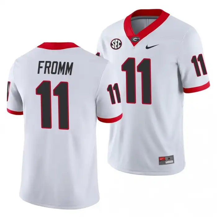 Men's Georgia Bulldogs #11 Jake Fromm Away White College Game Football Jersey 2410PUID2