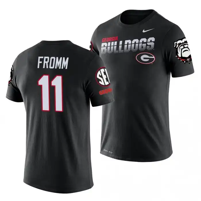 Men's Georgia Bulldogs #11 Jake Fromm Black Facility Performance College Football T-Shirt 2410GOHE4