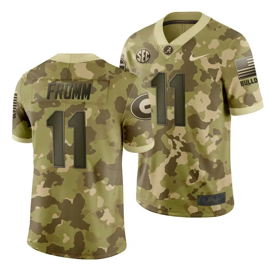 Men's Georgia Bulldogs #11 Jake Fromm Desert Camo Salute to Service College 2019 Football Jersey 2410AGEZ0