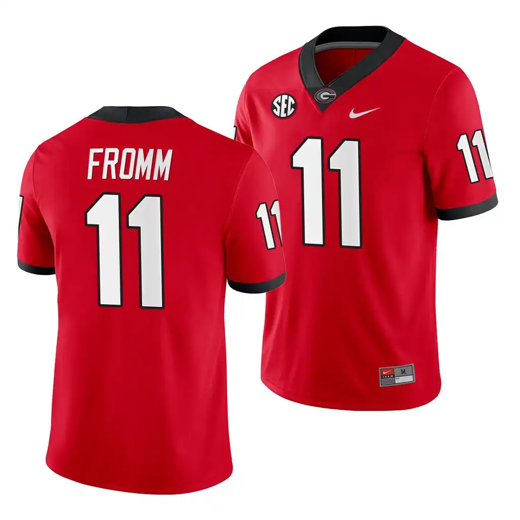 Men's Georgia Bulldogs #11 Jake Fromm Red Game College Home Football Jersey 2410CGGL3