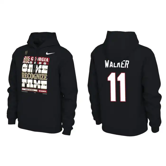 Men's Georgia Bulldogs #11 Jalon Walker Playoff Locker Room Black College 2022 National Champions Pullover Football Hoodie 2410TLNK1