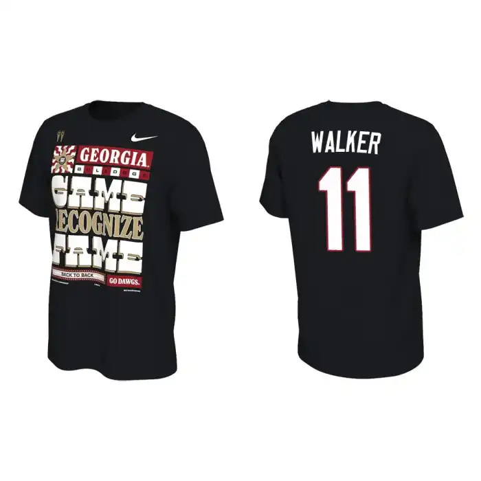 Men's Georgia Bulldogs #11 Jalon Walker Playoff Locker Room College 2022 National Champions Black Football T-Shirt 2410JBGL1