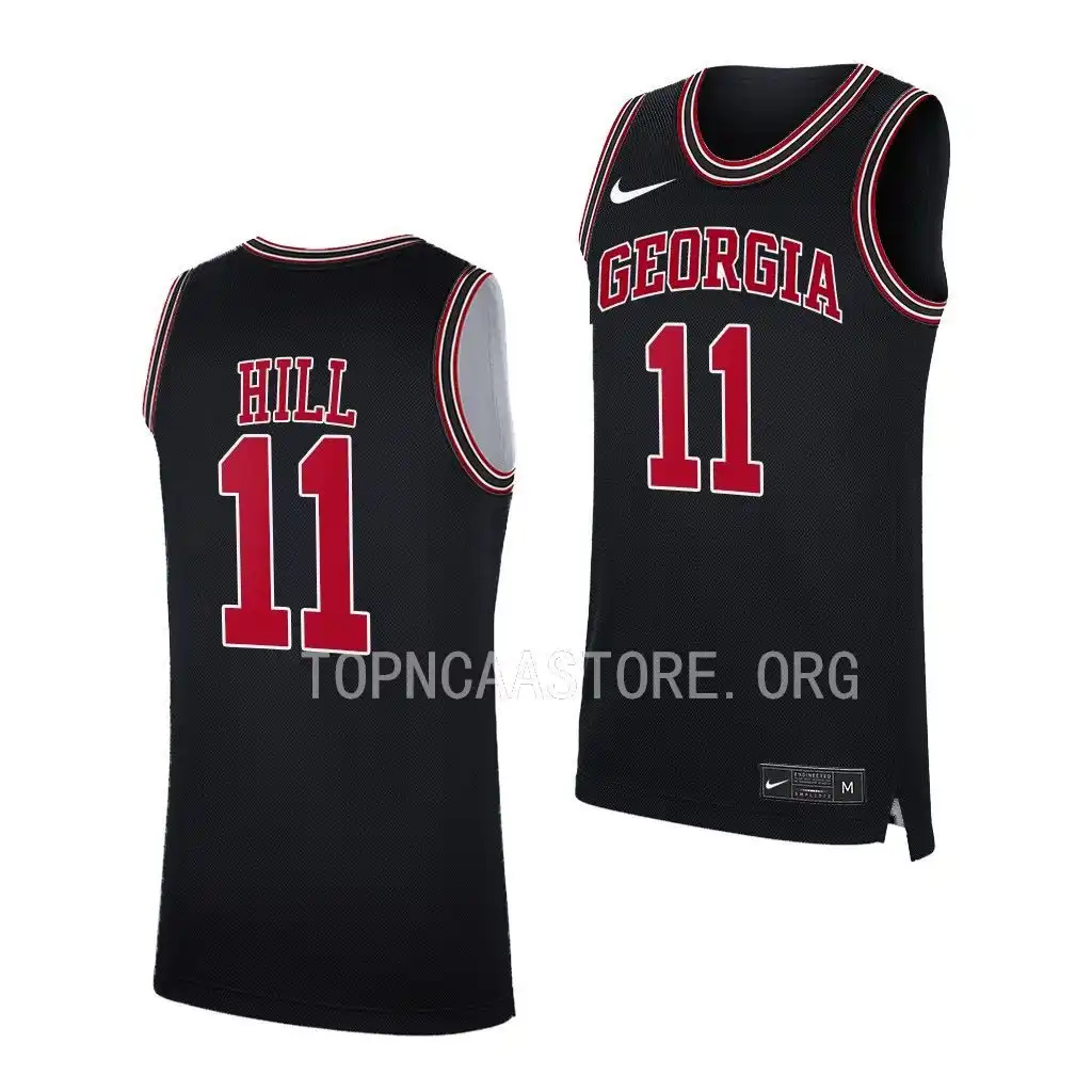 Men's Georgia Bulldogs #11 Justin Hill Throwback 2022-23 College Black Basketball Jersey 2410FTYS6